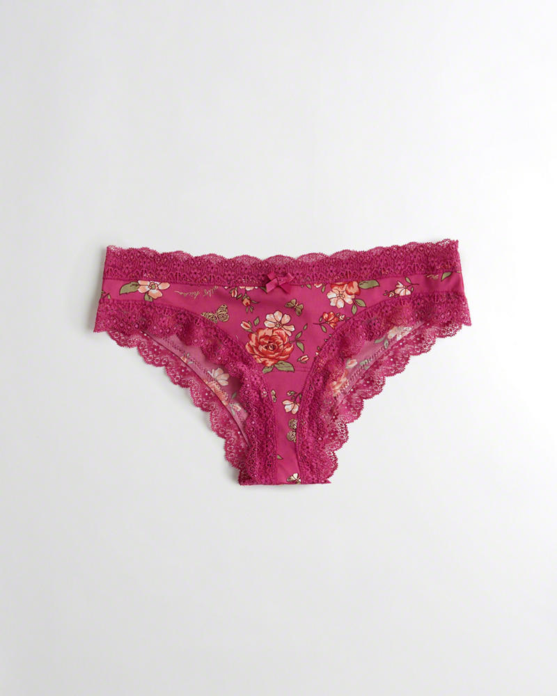 Mutande Hollister Donna Patterned Lace-Trim Cheeky Rosa Italia (175YXDHV)